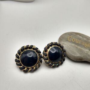 Onyx midnight black Victorian estate earrings for pierced ears round‎ circle